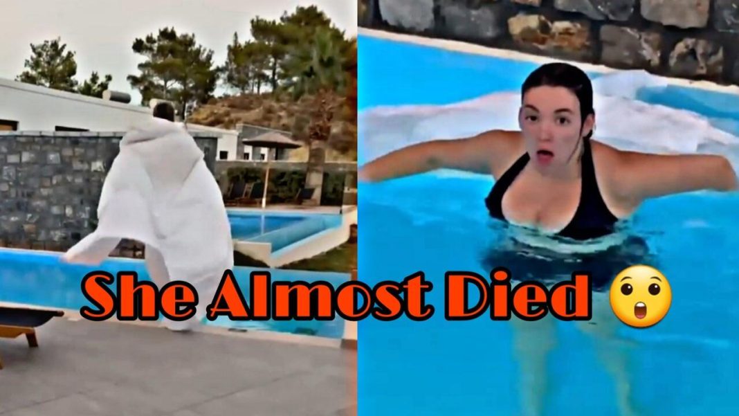 She Almost Die - Allie Sherlock survived after jumping into the pool